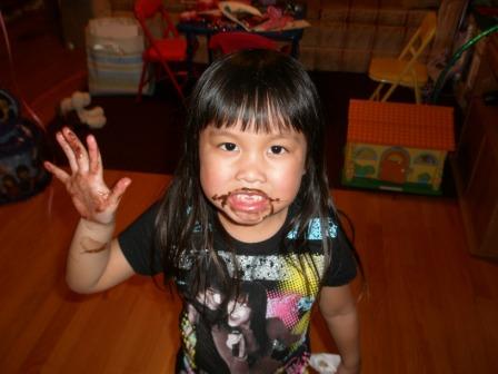 Kasen with a chocolate mouth